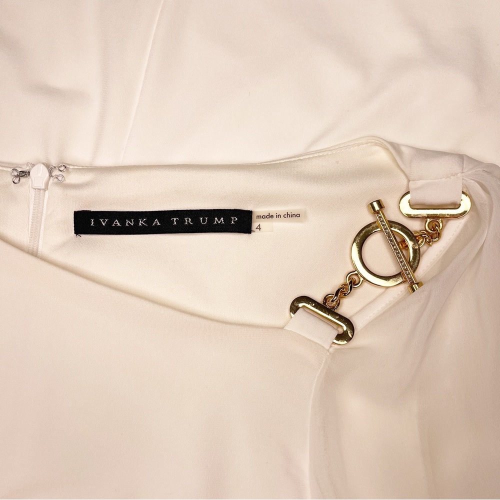 Ivanka Trump White Sheath Dress with Sheer Long Sleeves 4 Small - Picture 11 of 12